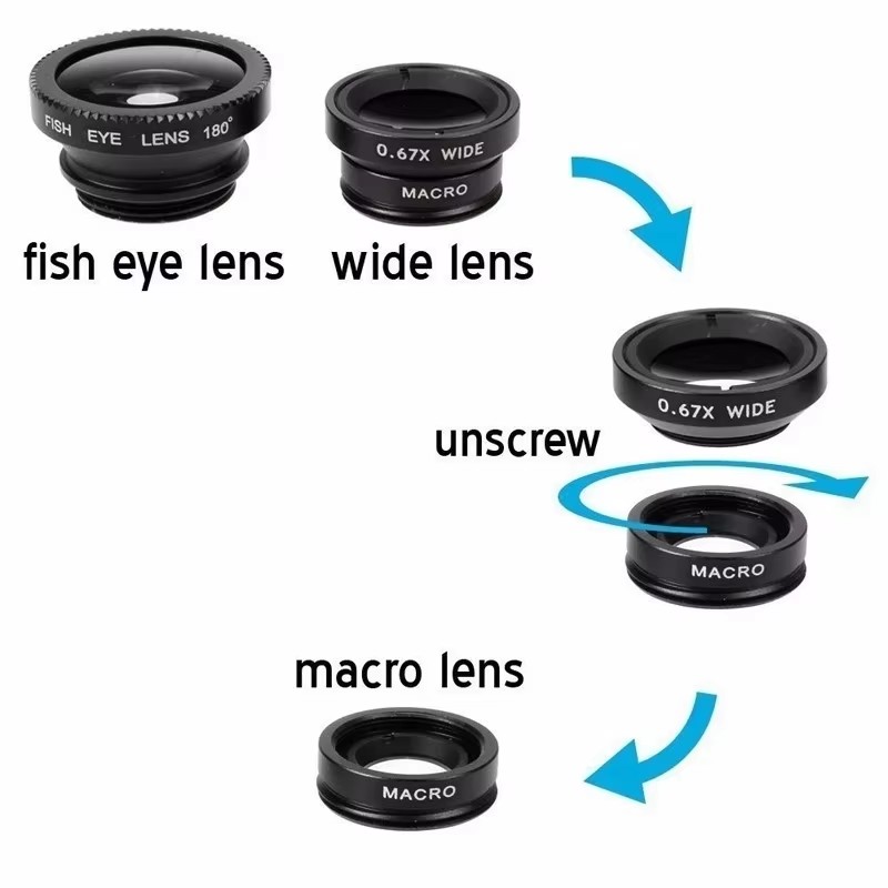 3in1 모바일폰 어안렌즈 0.67배 광각 매크로 렌즈 - Fishing Camera 리뷰 및 가격