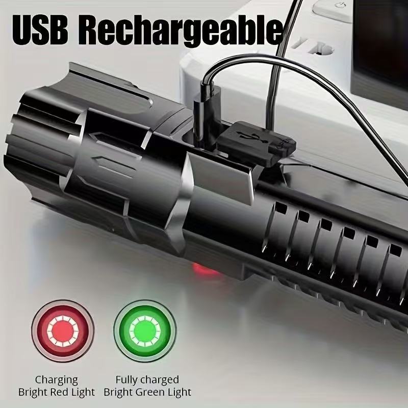 새로운 고출력 LED 손전등 USB 충전식 토치 내장  - Fish Finder Battery 리뷰 및 가격
